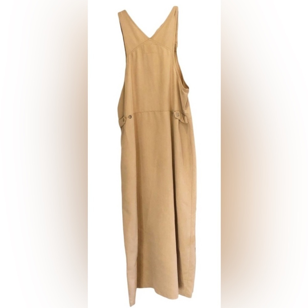 VTG Vintage Directives Lyocell Boho Tan Jumper Dress Utility Overalls Maxi XL - Picture 5 of 15